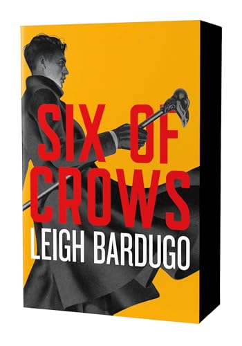 Book cover for “Six of Crows” by Leigh Bardugo, yellow and black.