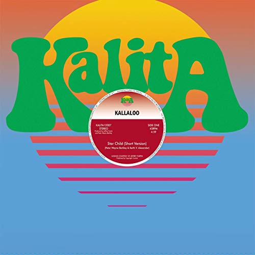 Kallaloo" album cover with green lettering, a sunset, and a record label.