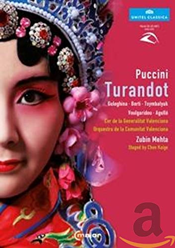 DVD cover for Puccini’s opera *Turandot* featuring a costumed soprano.