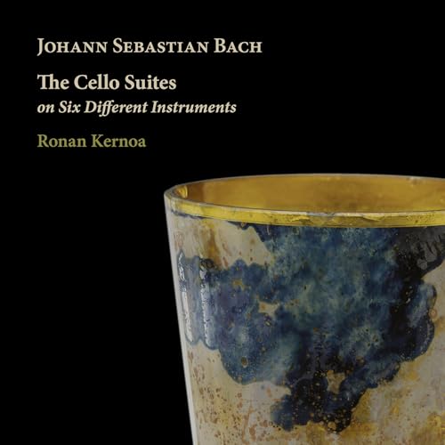 CD cover for Bach’s Cello Suites performed by Ronan Kernoa, featuring pottery.
