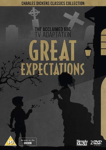 DVD cover for “Great Expectations” featuring silhouettes and a graveyard.