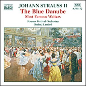 CD cover for Johann Strauss II waltzes, featuring a ballroom scene.