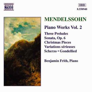 CD cover for Mendelssohn piano works performed by Benjamin Frith.