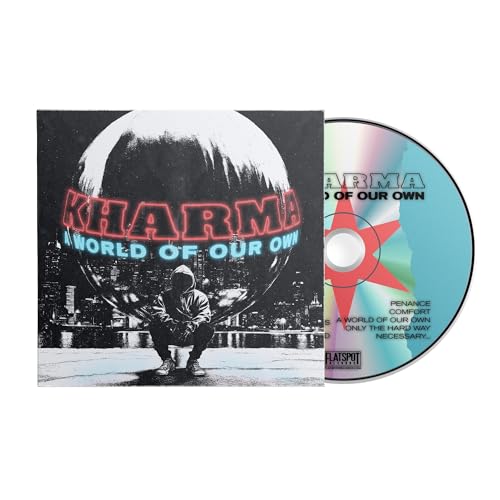 CD case and disc for "Kharma - World Of Our Own," featuring a hooded figure.