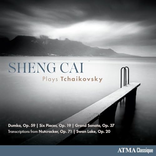 CD cover: "Sheng Cai Plays Tchaikovsky" with a seascape and pier image.