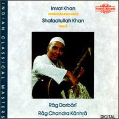 CD cover featuring Imrat Khan with a sitar, text details Indian classical music.