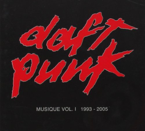 Daft Punk “Musique” CD cover: red, jagged text on black background.