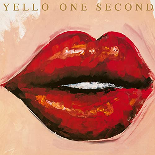 Painted red lips with white teeth, album cover for Yello's "One Second".