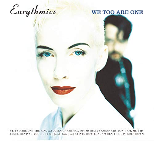 Eurythmics album cover: Annie Lennox portrait with Dave Stewart in background.