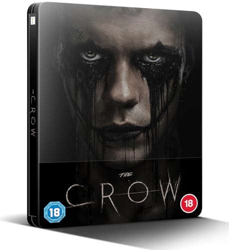 Steelbook Blu-ray case for "The Crow" featuring a distressed face image.