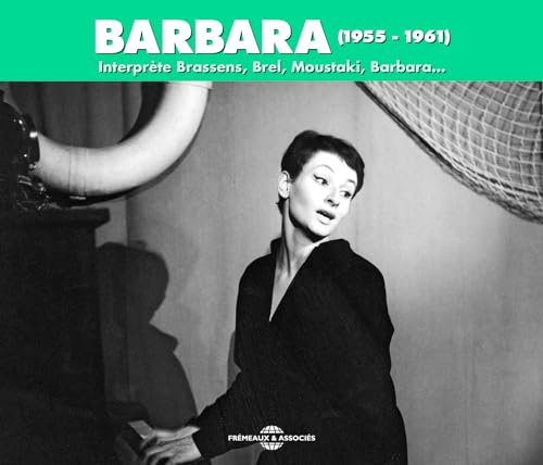 Black and white portrait of singer Barbara, looking to the side.