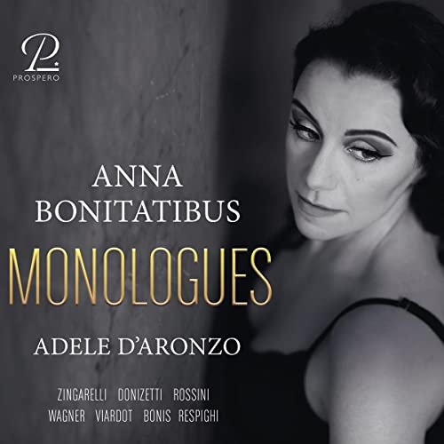 CD cover featuring a portrait of Anna Bonitatibus, with text “Monologues”.