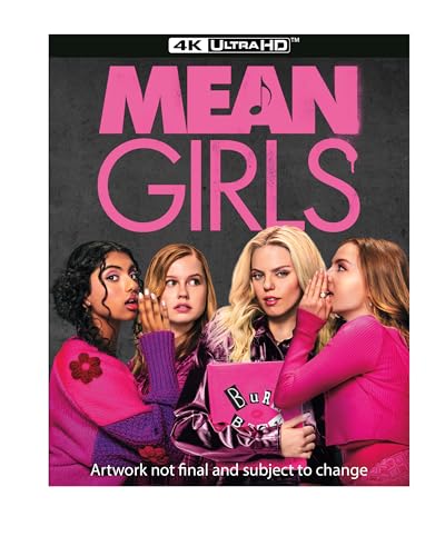 “Mean Girls” Blu-ray cover with four young women in pink clothing.