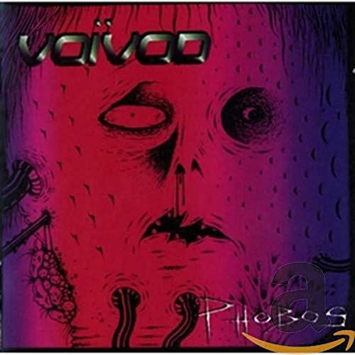 Album cover art featuring a stylized, distressed face on a red and purple background.