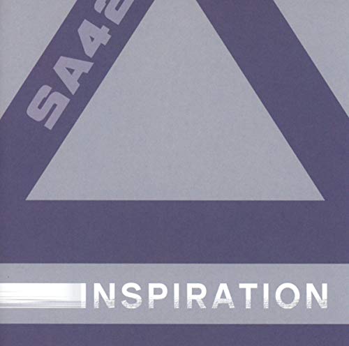 CD cover with a large purple and gray triangular design, text “Inspiration”.