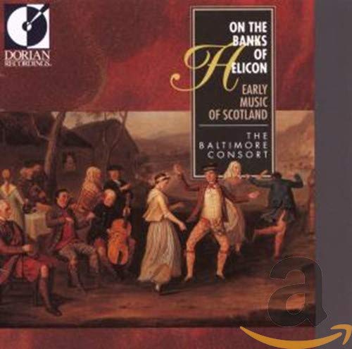 CD cover: painting of musicians, title “On the Banks of Helicon.”