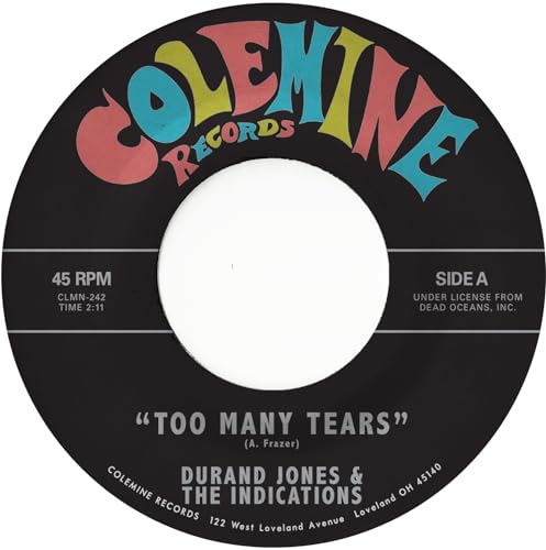 Black 45 RPM record label with colorful "Colemine Records" text and song title.