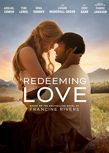 Movie poster for "Redeeming Love" featuring a couple embracing outdoors.