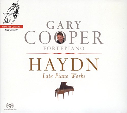 CD cover for Gary Cooper’s Haydn: Late Piano Works, with pianist portrait.