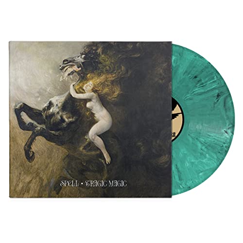 Vinyl record of "Tragic Magic" by Spell, featuring a horse and woman.