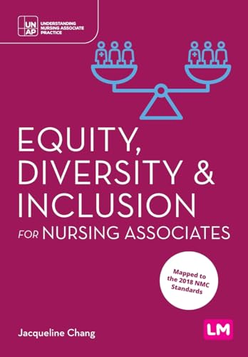 Book cover for Equity, Diversity and Inclusion for Nursing Associates with a balance scale graphic.