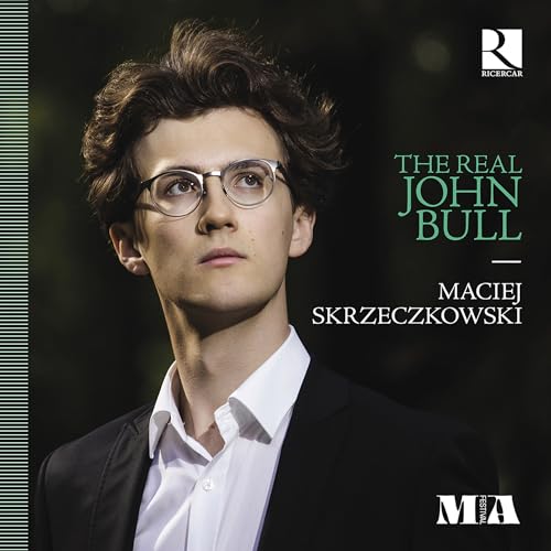 Portrait of Maciej Skrzeczkowski wearing glasses, album cover art.