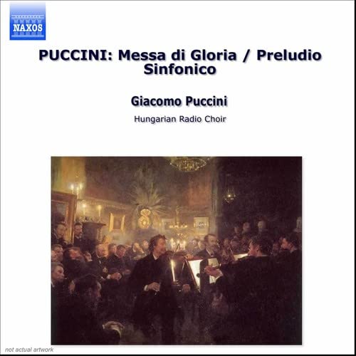 CD cover for Puccini’s “Messa di Gloria” featuring a choral performance painting.