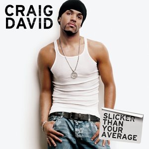 Craig David album cover, white background, artist in tank top and jeans.