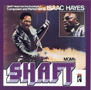 CD cover for Isaac Hayes’ “Shaft” soundtrack featuring a portrait of Hayes.