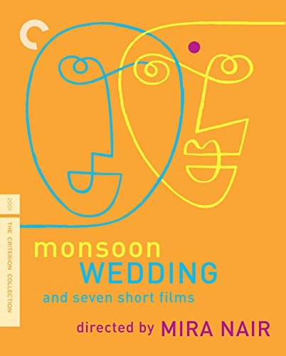 Blu-ray cover for "Monsoon Wedding" featuring abstract line-drawn faces.