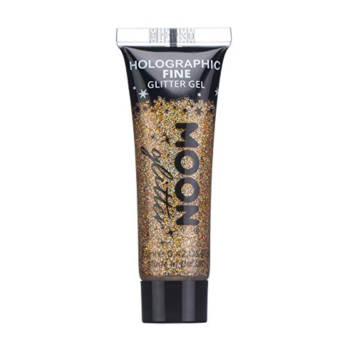 Holographic Fine Face & Body Glitter Gel by Moon Glitter - Rose Gold - Cosmetic Festival Glitter Face Paint for Face, Body, Hair, Nails - 12ml