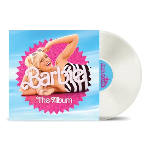 Barbie The Album" vinyl record with cover art featuring Dua Lipa.