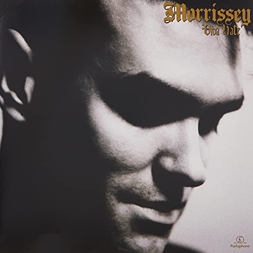 Morrisseyās āViva Hateā vinyl record cover, close-up portrait in shadow.