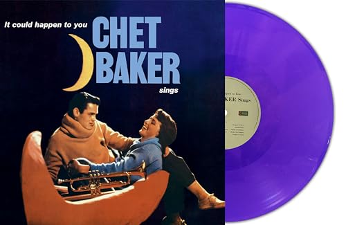 Chet Baker album cover and purple vinyl record side-by-side.