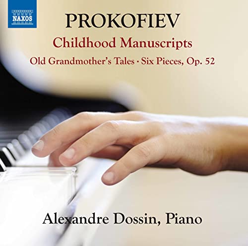 CD cover: pianist’s hands on keys, title “Prokofiev Childhood Manuscripts.”