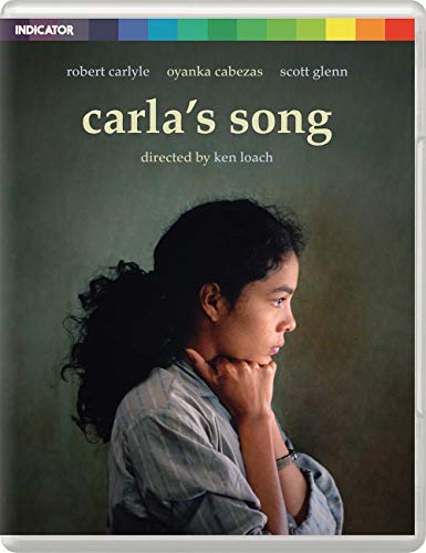 “Carla’s Song” Blu-ray cover featuring a woman in profile, looking thoughtful.