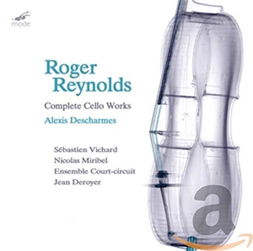 CD cover for Roger Reynolds’ Complete Cello Works, featuring a cello x-ray.