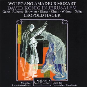 CD cover for Mozart’s “Konig David” featuring a biblical scene illustration.