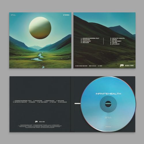 CD case with landscape cover featuring a large sun and tracklist.