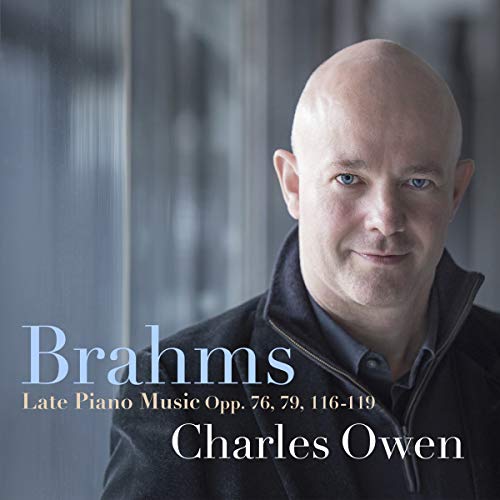 CD cover featuring pianist Owen Charles and text “Brahms: Late Piano Music.”