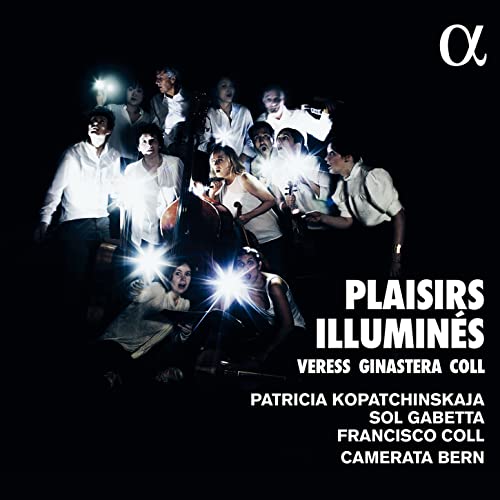 CD cover: musicians with flashlights, dark background, text “Plaisirs Illuminés”.