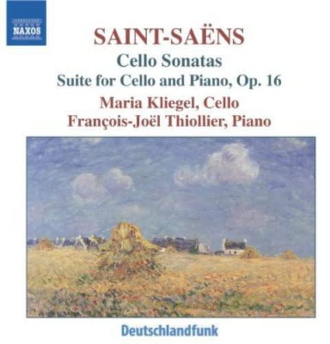 CD cover for Saint-Saëns Cello Sonatas, featuring a landscape painting.