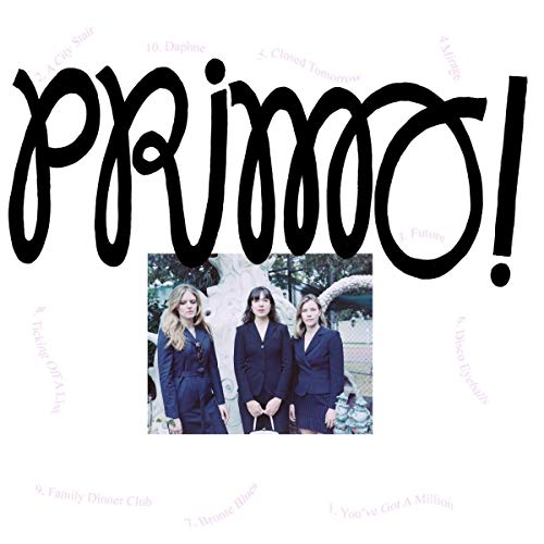 Primo album cover: three women in navy suits on a white background.