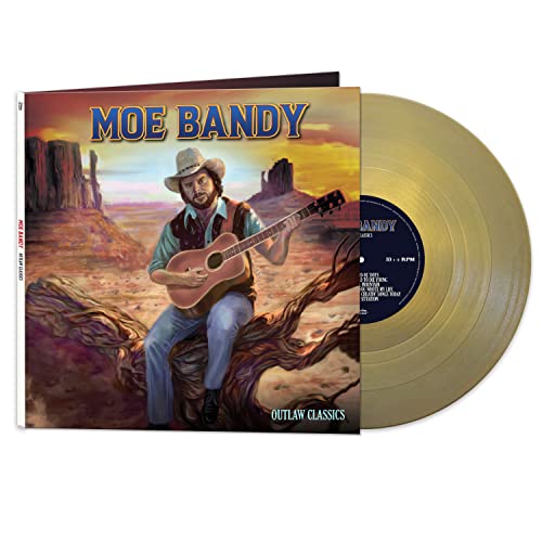 Moe Bandy "Outlaw Classics" vinyl record with desert landscape cover art.