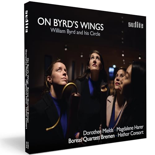 CD cover for “On Byrd’s Wings” featuring musicians and text.