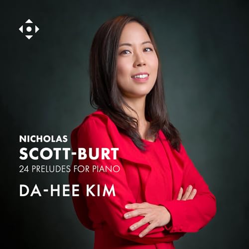 Portrait of Da-hee Kim, pianist, with album title and composer’s name.
