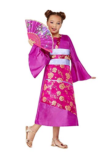 Smiffys 71045M Geisha Costume, Girls, Purple, M - Age 7-9 years