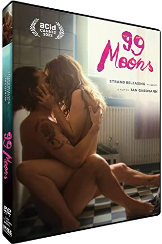 DVD cover for "99 Moons" depicting a couple embracing intimately.
