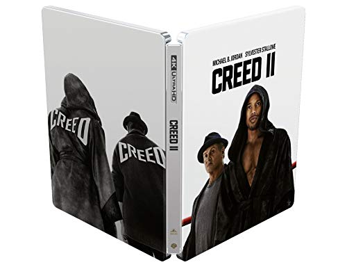 “Creed II” Blu-ray case featuring Michael B. Jordan and Sylvester Stallone.