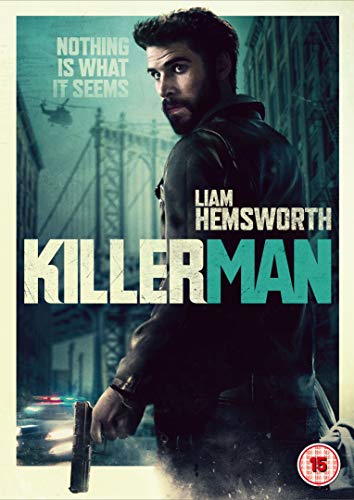 Killerman" DVD cover featuring Liam Hemsworth, a man holding a gun.
